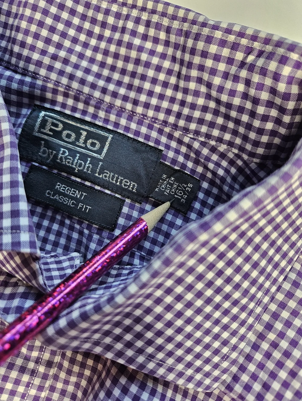 Polo Ralph Lauren Regent Classic Fit purple gingham button up long sleeve shirt
